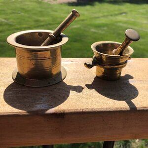 Vintage brass apothecary mortar & pestle